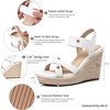 image:imagemikarka Womens Open Toe Espadrilles Wedge Sandal Slip On Elastic Ankle Strap Platform Sandals Dressy Comfortable Wedges ShoeWhite