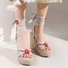 image:imagemikarka Womens Platform Wedge Sandals Casual Summer Espadrilles Open Toe Ankle Strap Wedge Shoes3blue