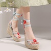 image:imagemikarka Womens Platform Wedge Sandals Casual Summer Espadrilles Open Toe Ankle Strap Wedge Shoes3blue