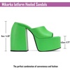 image:imagemikarka Womens SlipOn Platform Heeled Sandals Cute Squre Toe Chunky Block High Heel Dress Sandals Open Toe Slides Womens Party Shoes1green