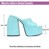 image:imagemikarka Womens SlipOn Platform Heeled Sandals Cute Squre Toe Chunky Block High Heel Dress Sandals Open Toe Slides Womens Party Shoes1light Blue