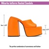 image:imagemikarka Womens SlipOn Platform Heeled Sandals Cute Squre Toe Chunky Block High Heel Dress Sandals Open Toe Slides Womens Party Shoes1orange