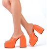 image:imagemikarka Womens SlipOn Platform Heeled Sandals Cute Squre Toe Chunky Block High Heel Dress Sandals Open Toe Slides Womens Party Shoes1orange