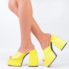 image:imagemikarka Womens SlipOn Platform Heeled Sandals Cute Squre Toe Chunky Block High Heel Dress Sandals Open Toe Slides Womens Party Shoes1yellow