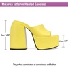 image:imagemikarka Womens SlipOn Platform Heeled Sandals Cute Squre Toe Chunky Block High Heel Dress Sandals Open Toe Slides Womens Party Shoes1yellow