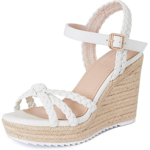 image:imagemikarka Espadrille Wedge Sandals for Women Braided Knot Ankle Strap Open Toe Platform SandalsRound Open Toe378 Summer Wedges