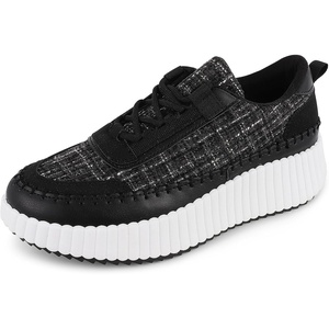 image:imagemikarka Platform Sneakers for Women Non Slip Walking Shoes Braided Upper Chunky Arch Comfort Casual Running ShoesBlack