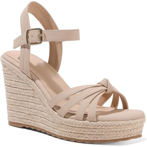 image:imagemikarka Sandals for Women 2026 Comfortable Wedge Platform Sandals Women  Braided Espadrilles for Women Ankle Strap Open Toe Wedges Heels Beach Sandals Summer Shoes394 Wedge HeelNude Nubuck