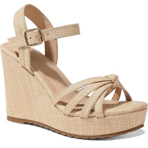 image:imagemikarka Sandals for Women 2026 Comfortable Wedge Platform Sandals Women  Braided Espadrilles for Women Ankle Strap Open Toe Wedges Heels Beach Sandals Summer Shoes394 Wedge HeelNatural Raffia