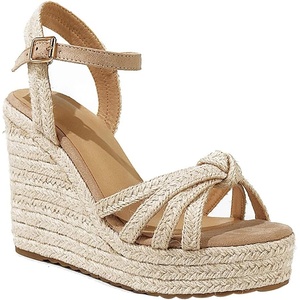 image:imagemikarka Sandals for Women 2026 Comfortable Wedge Platform Sandals Women  Braided Espadrilles for Women Ankle Strap Open Toe Wedges Heels Beach Sandals Summer ShoesBeige