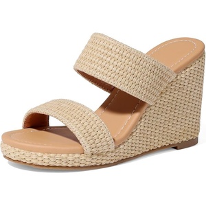 image:imagemikarka Slip On Wedge Sandals for Women Open Toe Espadrilles Platform Slides Dressy High Heel Beach Summer Sandal Comfortable Wedges Shoe Mules