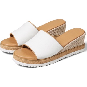 image:imagemikarka Slip On Wedge Sandals for Women Open Toe Resort Platform Sandals Comfortable Beach Sandals Slide Espadrilles Wedges Dressy Summer Sandals MulesWhite Canvas