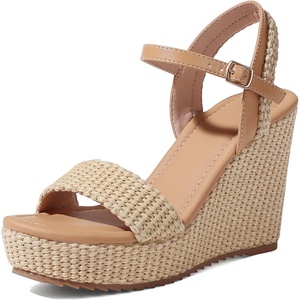 image:imagemikarka Womens Espadrille Wedge Sandals Ankle Strap Platform Open Toe Wedges  Stylish High Heel Dressy Summer Wedges for Women Inspired by EspadrillesBrown Raffia4 Summer Wedges