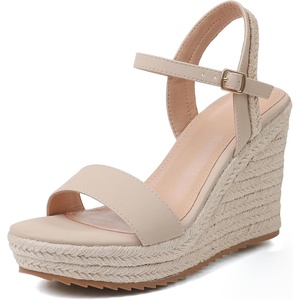 image:imagemikarka Womens Espadrille Wedge Sandals Ankle Strap Platform Open Toe Wedges  Stylish High Heel Dressy Summer Wedges for Women Inspired by EspadrillesNude Nubuck4 Summer Wedges