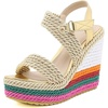 image:imagemikarka Womens Wedge Sandals With Candy Color Ankle Buckle Strap Platform Sandals Chunky High Heels Summer Shoes1gold
