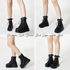 image:imagemikarka Holographic Platform Boots for Women Lace Up Ankle Studded Buckle Goth Stacked Wedge Combat Ankle BootsStuddedblack