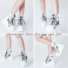 image:imagemikarka Holographic Platform Boots for Women Lace Up Ankle Studded Buckle Goth Stacked Wedge Combat Ankle BootsStuddedwhite