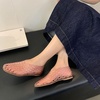 image:imagemikarka Jelly Mesh Ballet Flats for Women Clear Sandals for Women 2024 Jellies Shoes Hollow Slip On Beach Ballerina Slides Jelly SandalsPink