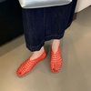 image:imagemikarka Jelly Mesh Ballet Flats for Women Clear Sandals for Women 2024 Jellies Shoes Hollow Slip On Beach Ballerina Slides Jelly SandalsRed