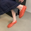 image:imagemikarka Jelly Mesh Ballet Flats for Women Clear Sandals for Women 2024 Jellies Shoes Hollow Slip On Beach Ballerina Slides Jelly SandalsRed