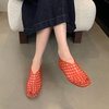 image:imagemikarka Jelly Mesh Ballet Flats for Women Clear Sandals for Women 2024 Jellies Shoes Hollow Slip On Beach Ballerina Slides Jelly SandalsRed