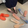 image:imagemikarka Jelly Mesh Ballet Flats for Women Clear Sandals for Women 2024 Jellies Shoes Hollow Slip On Beach Ballerina Slides Jelly SandalsWhite