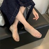 image:imagemikarka Jelly Mesh Ballet Flats for Women Clear Sandals for Women 2024 Jellies Shoes Hollow Slip On Beach Ballerina Slides Jelly SandalsWhite