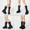 image:imagemikarka Womens Holographic Platform Mid Calf Combat Boots Lace Up Wedge Heel Studded Goth Knee High BootsDustblack