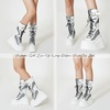 image:imagemikarka Womens Holographic Platform Mid Calf Combat Boots Lace Up Wedge Heel Studded Goth Knee High BootsDustwhite