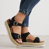 image:imagemikarka Womens Open Toe Cork Espadrilles Platform Sandals Ankle Strap Casual Flatform Wedge Sandals2black