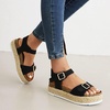 image:imagemikarka Womens Open Toe Cork Espadrilles Platform Sandals Ankle Strap Casual Flatform Wedge Sandals2black