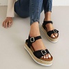 image:imagemikarka Womens Open Toe Cork Espadrilles Platform Sandals Ankle Strap Casual Flatform Wedge Sandals2black