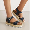 image:imagemikarka Womens Open Toe Cork Espadrilles Platform Sandals Ankle Strap Casual Flatform Wedge Sandals2blue