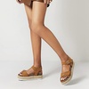 image:imagemikarka Womens Open Toe Cork Espadrilles Platform Sandals Ankle Strap Casual Flatform Wedge Sandals2tan