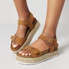 image:imagemikarka Womens Open Toe Cork Espadrilles Platform Sandals Ankle Strap Casual Flatform Wedge Sandals2tan