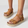 image:imagemikarka Womens Open Toe Cork Espadrilles Platform Sandals Ankle Strap Casual Flatform Wedge Sandals2tan
