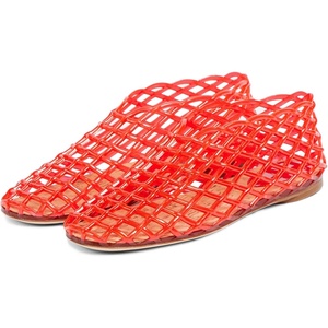 image:imagemikarka Jelly Mesh Ballet Flats for Women Clear Sandals for Women 2024 Jellies Shoes Hollow Slip On Beach Ballerina Slides Jelly SandalsRed