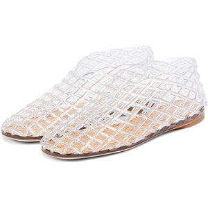 image:imagemikarka Jelly Mesh Ballet Flats for Women Clear Sandals for Women 2024 Jellies Shoes Hollow Slip On Beach Ballerina Slides Jelly SandalsWhite