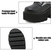 image:imagemikarka Womens Chain Platform Boots Lace Up amp Zipper Chunky Heel Black Combat Ankle Booties Fashion Studded Motorcycle Boots13black
