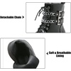 image:imagemikarka Womens Chain Platform Boots Lace Up amp Zipper Chunky Heel Black Combat Ankle Booties Fashion Studded Motorcycle Boots1black