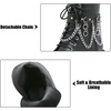 image:imagemikarka Womens Chain Platform Boots Lace Up amp Zipper Chunky Heel Black Combat Ankle Booties Fashion Studded Motorcycle Boots2black