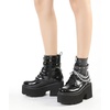 image:imagemikarka Womens Chain Platform Boots Lace Up amp Zipper Chunky Heel Black Combat Ankle Booties Fashion Studded Motorcycle Boots3black