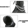 image:imagemikarka Womens Chain Platform Boots Lace Up amp Zipper Chunky Heel Black Combat Ankle Booties Fashion Studded Motorcycle Boots3black