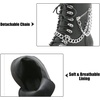 image:imagemikarka Womens Chain Platform Boots Lace Up amp Zipper Chunky Heel Black Combat Ankle Booties Fashion Studded Motorcycle Boots8black