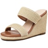 image:imagemikarka Slip On Wedge Sandals for Women Open Toe Espadrilles Platform Slides Dressy High Heel Beach Summer Sandal Comfortable Wedges Shoe MulesBeige Raffia