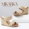 image:imagemikarka Slip On Wedge Sandals for Women Open Toe Espadrilles Platform Slides Dressy High Heel Beach Summer Sandal Comfortable Wedges Shoe MulesBeige Raffia