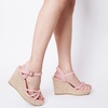 image:imagemikarka Womens Wedge Sandals Comfortable Dressy Platform Espadrille Wedges  Open Toe Summer Heels Shoes Arch Support for AllDay Wear Adjustable Ankle Strap Braided Knot Casual Daily Vacation378 Wedge HeelPink