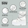 image:imagePlatform Boots for Women  Womens Combat Boots with Chain Design  Comfortable Goth Boots Lightweight Chunky Heel Booties LaceUp amp Zipper Closure Roomy Round Toe High Platform Ankle Boots331whitematte