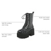 image:imagePlatform Boots for Women  Womens Combat Boots with Chain Design  Comfortable Goth Boots Lightweight Chunky Heel Booties LaceUp amp Zipper Closure Roomy Round Toe High Platform Ankle Boots14black