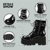 image:imagePlatform Boots for Women  Womens Combat Boots with Chain Design  Comfortable Goth Boots Lightweight Chunky Heel Booties LaceUp amp Zipper Closure Roomy Round Toe High Platform Ankle Boots331blackpatent